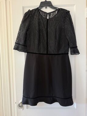 Adelyn Rae Black Lace Midi Dress with Velvet Trim